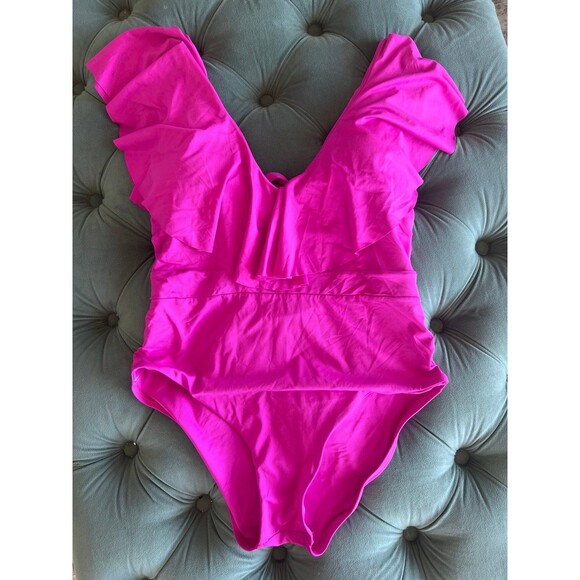 Monaco Solid Ruffle One Piece Trina Turk Swimsuit - Picture 2 of 8